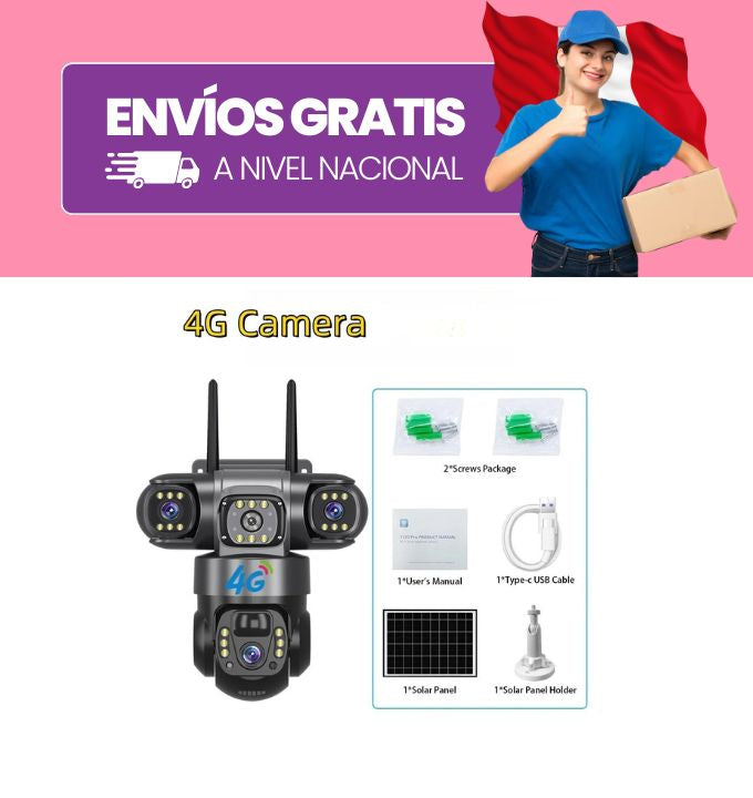 Cámara de video vigilancia con panel solar y chip