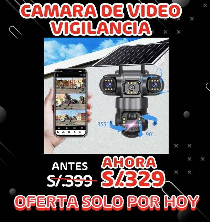 Cámara de video vigilancia con panel solar y chip